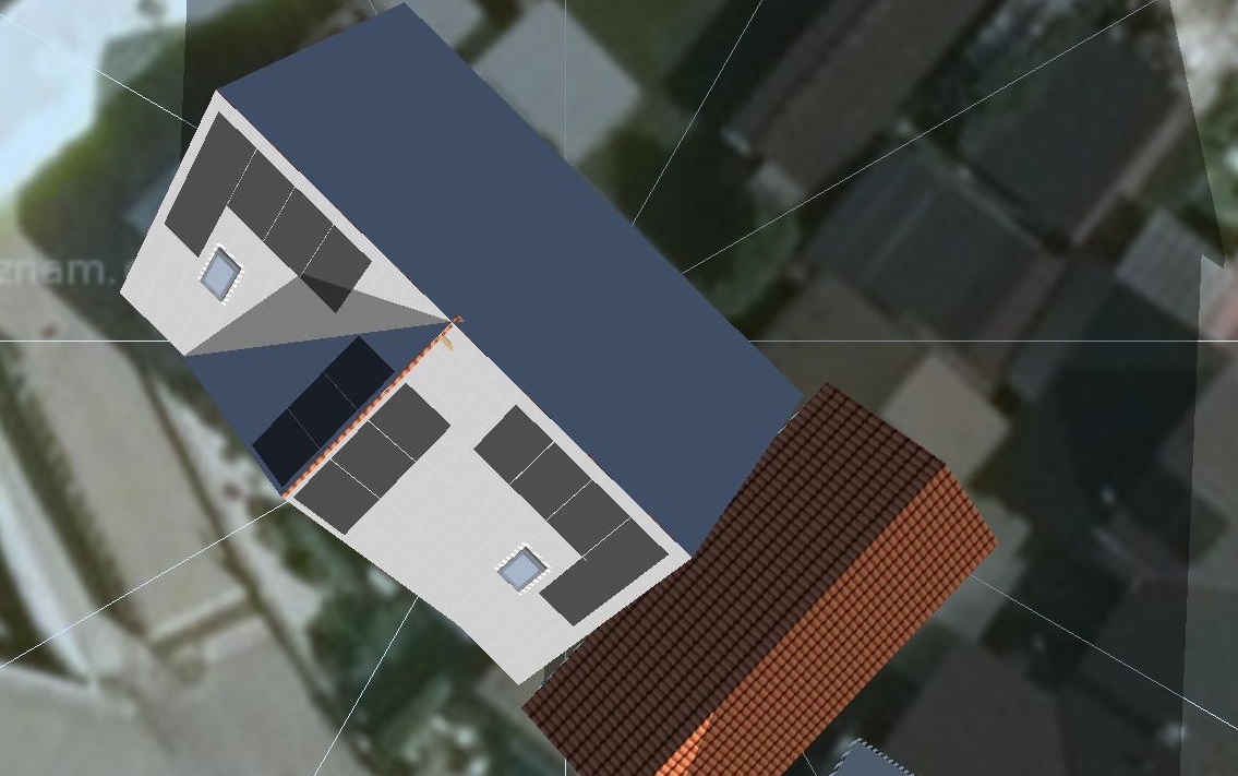 Návrh rozmístění fotovoltaických panelů na budově