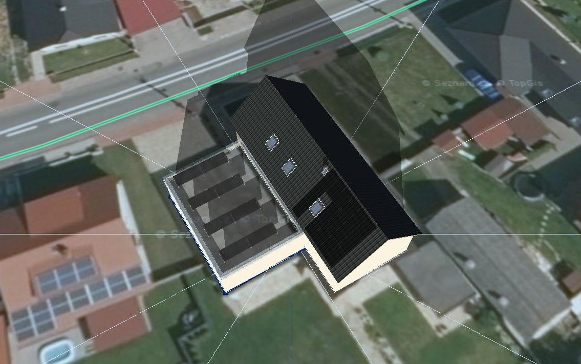 Návrh rozmístění fotovoltaických panelů na domě