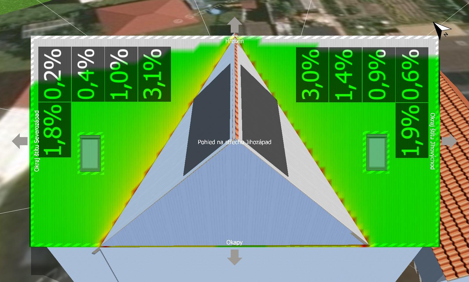 Simulace zastíněni fotovoltaických panelů