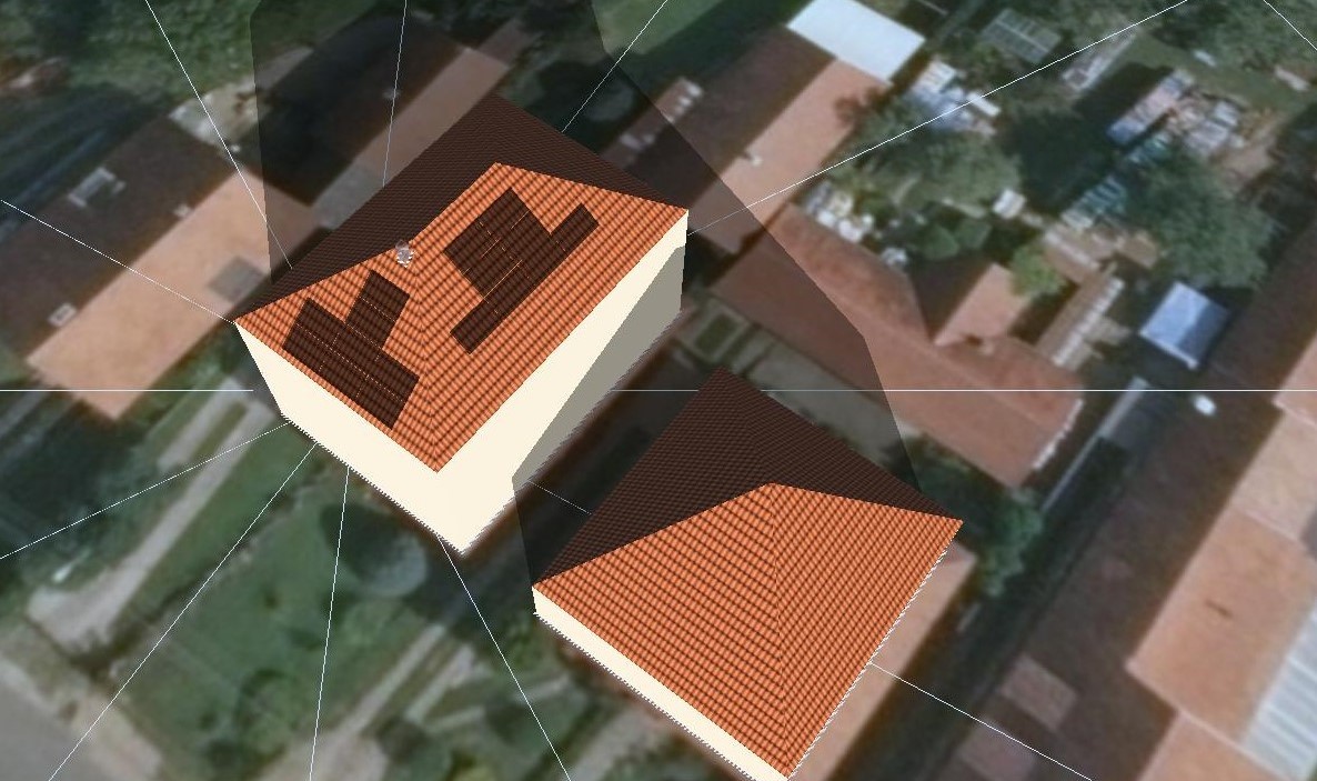 Návrh rozmístění fotovoltaických panelů na domě 