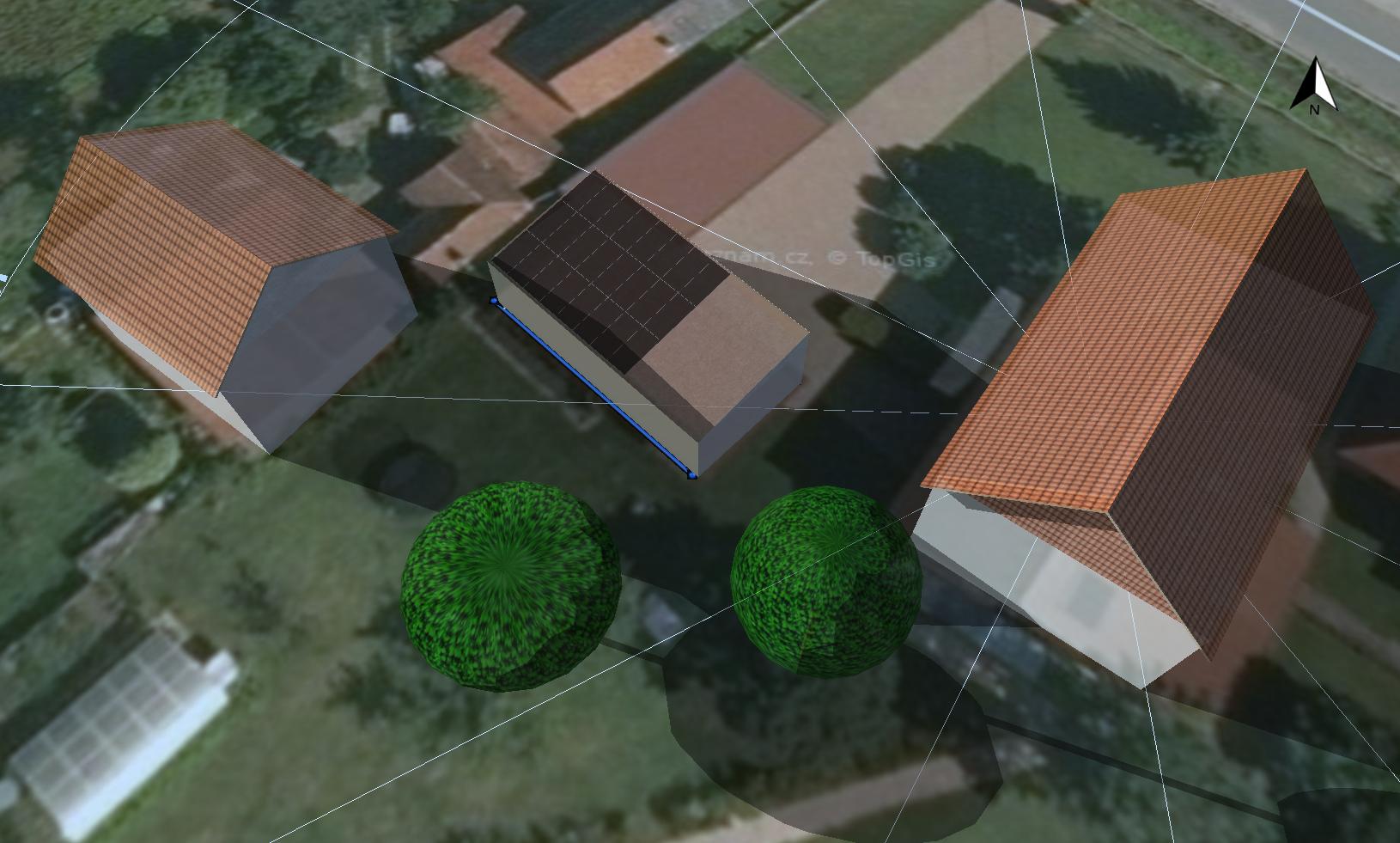 Návrh rozmístění fotovoltaických panelů na domě 